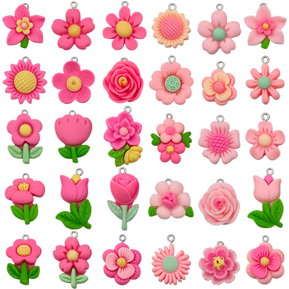 Resin Rose Sunflower Daisy Flower charm pendants for DIY keychain necklace earrings