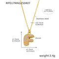Puffy Zircon Letter Pendant Necklace Gold And Steel Tone view 6