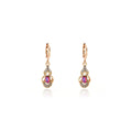 Five Color Faceted Teardrop Gold Tone Huggie Earrings view 5