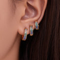 Double Row Multicolor Crystal Hoop Earrings in Three Sizes view 2