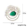 Gold Green Teardrop Crystal Brooch Baguette Leaf Arcs view 5