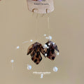 Brown Petal Pearl Chain Drop Hook Earrings Jewelry Accessory view 2