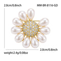 Pearl Petal Flower Brooch Rhinestone Center Gold or Silver view 6
