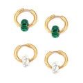 Gold Hoop Earrings with Natural Stone Ring Beads Six Styles view 5