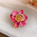 Gold Enamel Ruffled Flower Open Cuffs Rings Earrings Multi Colors view 12