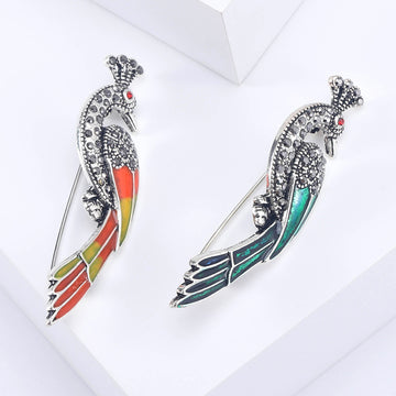 Crystal Peacock Brooch A Silver-Tone Crystal Peacock