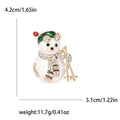 White Enamel Rhinestone Skiing Snowman Brooch Gold Tone Pin view 5