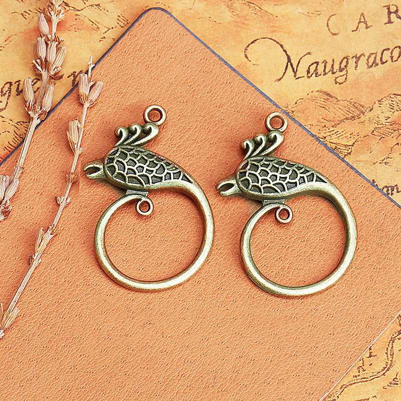 Vintage Alloy Phoenix Charm Pendant in Ethnic Style