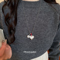 Black Cord White Heart and Flower Pendant Necklaces view 4