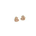 Gold Gourd Shape Crystal Stud Earrings with Open Frames view 5