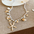 Gold Shell Pearl Beach Necklaces and White Shell Bracelet view 7