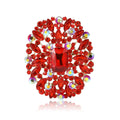 Large Round Crystal Cluster Brooch with Faceted Stones view 5