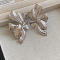 Folded Leaf Statement Stud Earrings in Two Metal Tones view 7