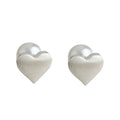 Matte Brushed Silver Heart Pearl Dual Wear Stud Earrings view 5