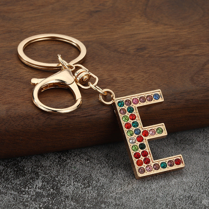 Colorful Rhinestone Letter Keychain Alphabet Bag Charm for Initials