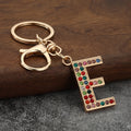 A-Z Multicolor Rhinestone Letter Keychains With Split Ring And Lobster Clasp view 8