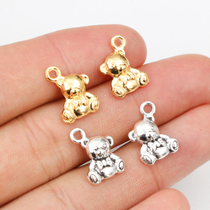 Small Three Dimensional Teddy Bear Charms in Two Finishes
