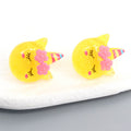 Colorful Resin Closed Eye Unicorn Face Stud Earrings view 2