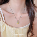 Silver Tone Yellow Crystal Flower Pendant Necklace view 3