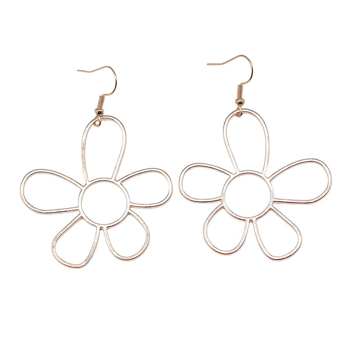 Open Flower Drop Earrings in Detailed Metal Finishes for Jewelry Making