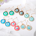 Gold Tone Round Resin Evil Eye Hook Earrings in Six Colors view 1