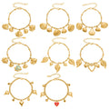 Gold Ocean Charm Bracelets Shells Fish Leaves Hearts Bells view 5