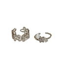 Openwork Flower Open Rings Clear Accents Gold Silver view 5
