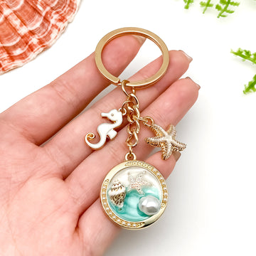 Starfish, Conch and Shell Charm Keychains in 66 Pictured Variations for Bags and Keys