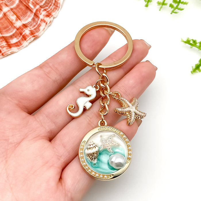 Starfish, Conch and Shell Charm Keychains in 66 Pictured Variations for Bags and Keys
