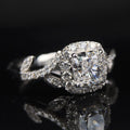 Silver Tone Oval Cluster Clear Stone Split Band Ring view 2