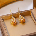 Champagne Pearl Look and Clear Teardrop Stud Earrings view 4