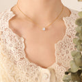 Gold Single Round Zircon Solitaire Pendant Necklace view 4