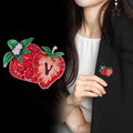 Red Strawberry Enamel Metal Brooch Pin for Jackets and Lapels view 3