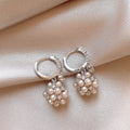 Silver Pearl Cluster Hoop Earrings Fashion Jewelry view 6