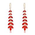 Silver Tone Leaf Tassel Crystal Six Designs Metal Dangle Earrings view 8