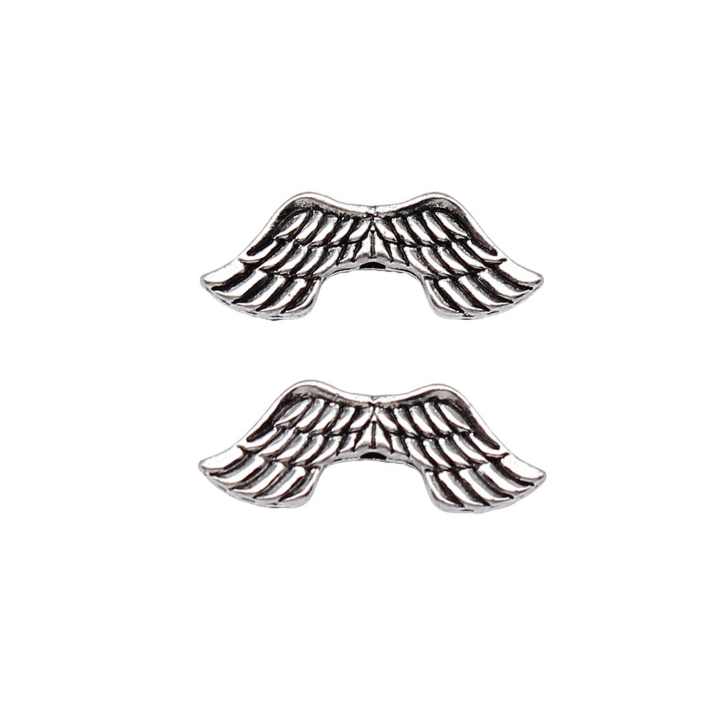 21x8mm 1.1g Antique Silver Zinc Alloy Angel Wing Loose Metal Beads for DIY Bracelet Jewelry Making