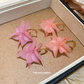 Layered Petal C Hoop Earrings In Pink And Green Statement Pair view 4