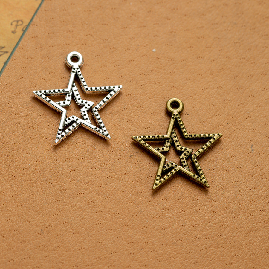 23x21mm Hollow Double Star Alloy Charm Pendant
