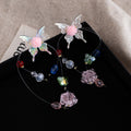 Colorful Butterfly Flower Bead Extra Long Hoop Earrings view 2