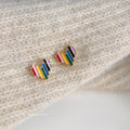 Gold Tone Rainbow Stripe Geometric Stud Earrings For Women view 1