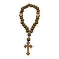 Brown Wooden Bead Rosary Bracelet With Cross Pendant view 4