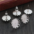 Stainless Steel Crown Edge Round Bezel Stud Earring Settings view 1
