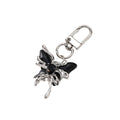 Silver Tone Crystal Winged Fairy Clip Keychains in Five Colors view 5