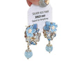 Blue Floral Crystal Drop Stud Earrings Fashion Jewelry for Women view 5
