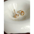 Gold Ginkgo Leaf Pearl Drop Earrings Fishhook Wire view 3