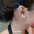 Silver Tone Floral Branch Ear Cuff with Crystal Accents view 3