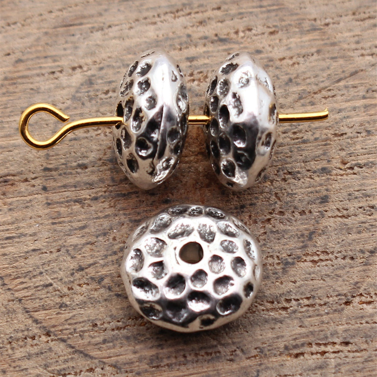 10x10x5mm 1.6g Multi-Color Zinc Alloy Hammered Round Spacer Beads for DIY Bracelet Making