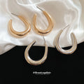 Polished Gold Tone U Shaped Hoop Stud Earrings Jewelry Accessory view 2