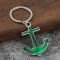 Silver Tone Metal Anchor Keychain, Six Color Styles view 3