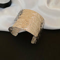 Three Wide Embossed Or Crumpled Open Cuffs In Gold Or Silver Tone view 8